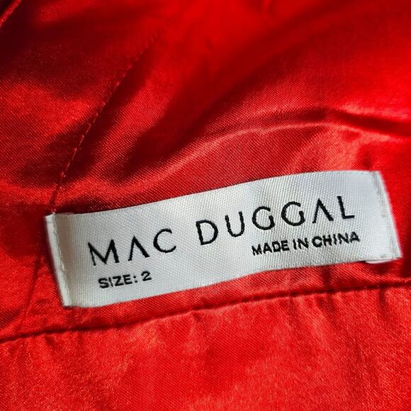 Mac Duggal Taffeta High Low Ruffle Gown in Red Size 2 New With Tag - Picture 4 of 14